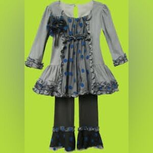 isobella and chloe Alexis Grey Blue Long Sleeve 2Pc. Pant Set